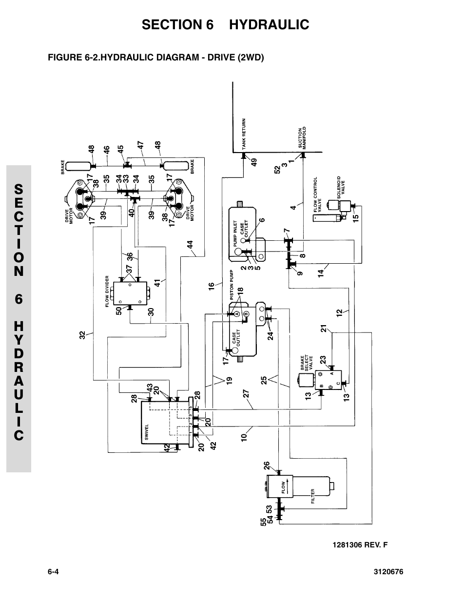 Figure 6-2. hydraulic diagram - drive (2wd), Hydraulic diagram - drive (2wd) -4 | JLG 34HA ANSI Parts Manual User Manual | Page 210 / 292