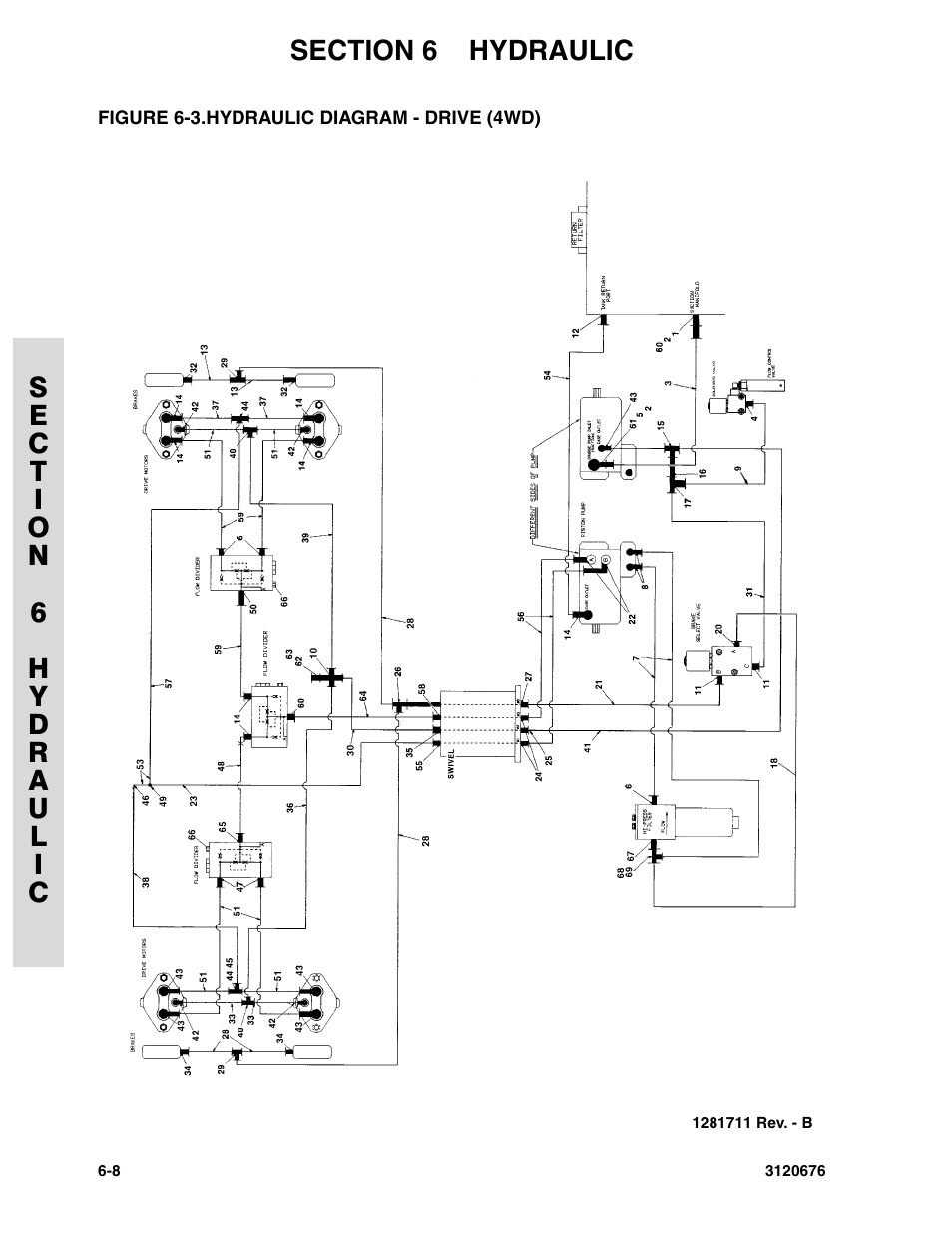 Figure 6-3. hydraulic diagram - drive (4wd), Hydraulic diagram - drive (4wd) -8 | JLG 34HA ANSI Parts Manual User Manual | Page 214 / 292
