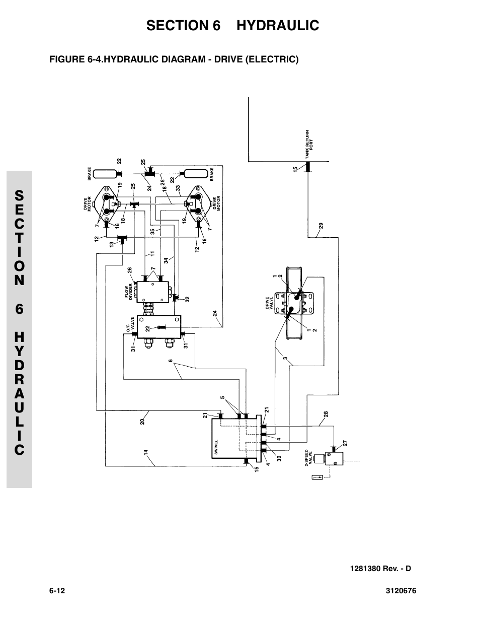 Figure 6-4. hydraulic diagram - drive (electric), Hydraulic diagram - drive (electric) -12 | JLG 34HA ANSI Parts Manual User Manual | Page 218 / 292