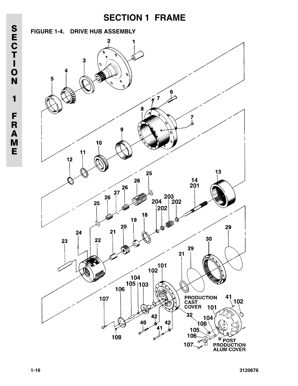 Figure 1-4. drive hub assembly, Drive hub assembly -16 | JLG 34HA ANSI Parts Manual User Manual | Page 24 / 292