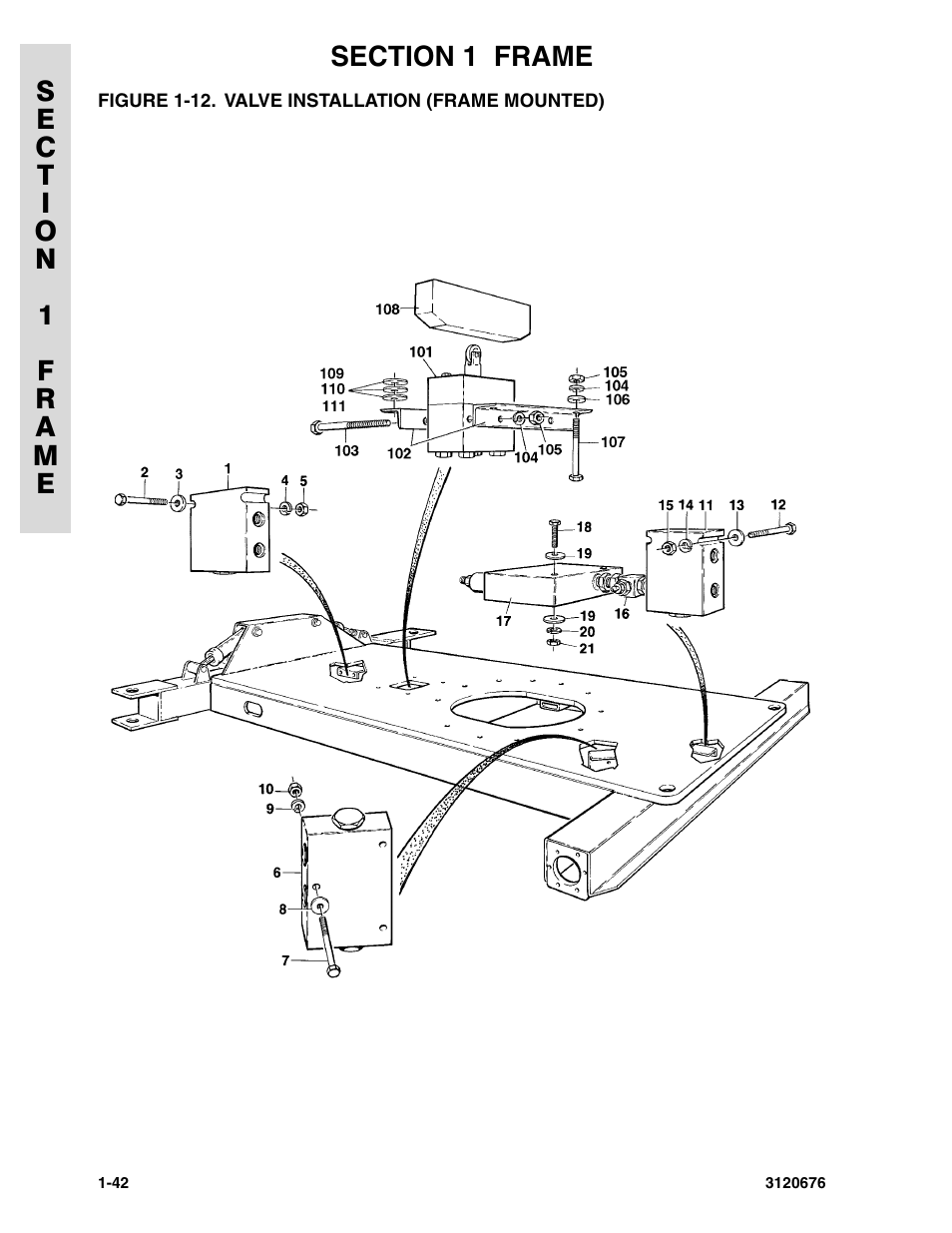 Figure 1-12. valve installation (frame mounted), Valve installation (frame mounted) -42 | JLG 34HA ANSI Parts Manual User Manual | Page 50 / 292