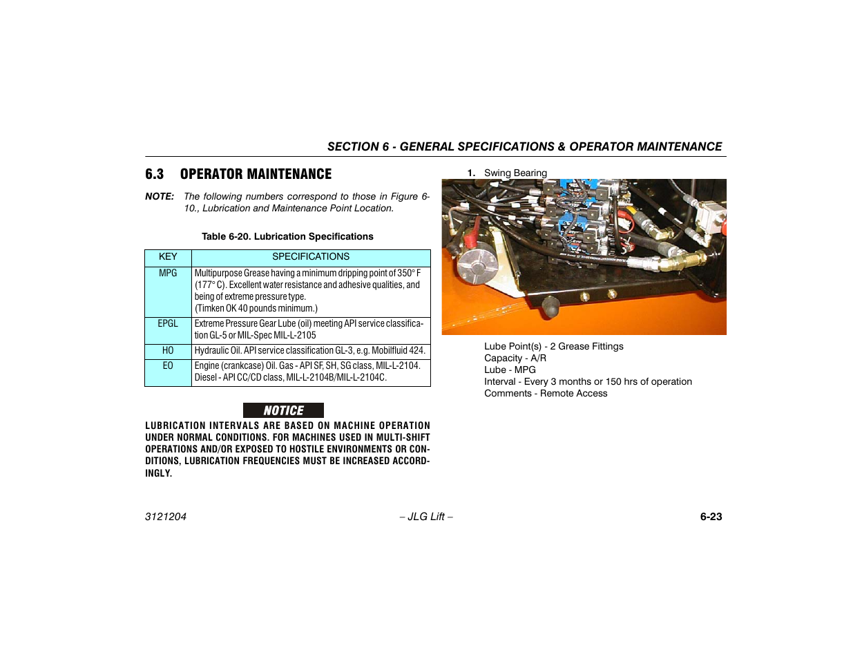 3 operator maintenance, Operator maintenance -23, Lubrication specifications -23 | JLG 600A_AJ Operator Manual User Manual | Page 123 / 148