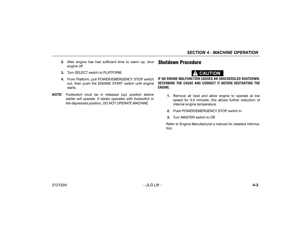 Shutdown procedure, Shutdown procedure -3 | JLG 600A_AJ Operator Manual User Manual | Page 59 / 148