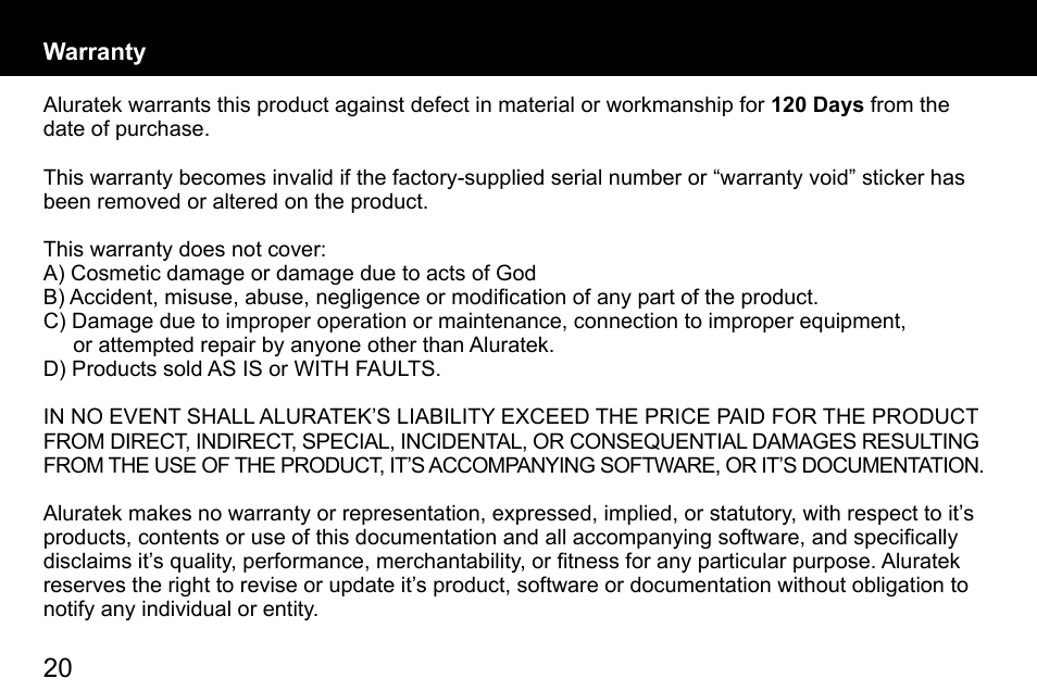 Aluratek ADPF310F User Manual | Page 20 / 24