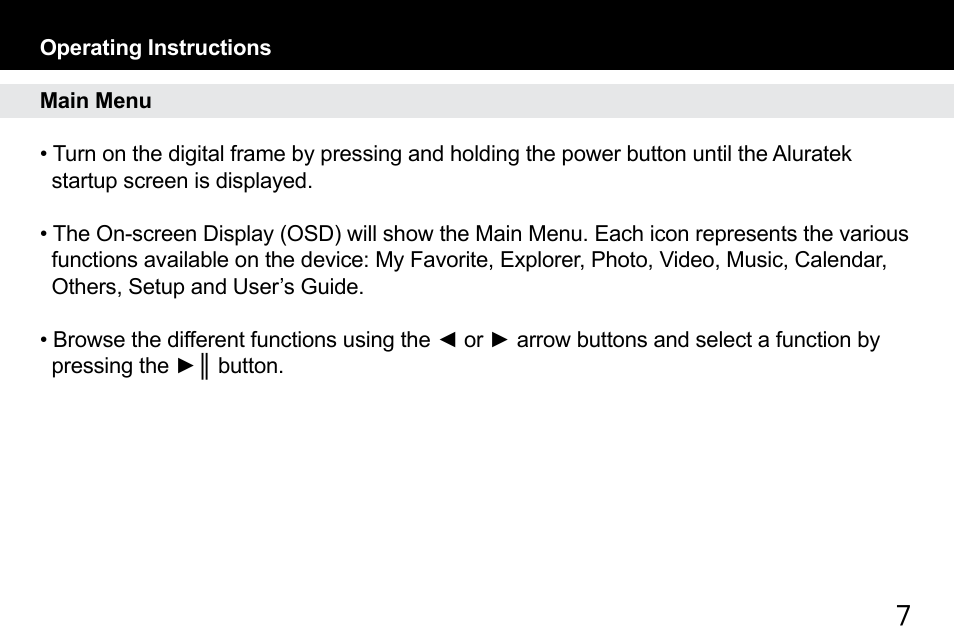 Aluratek ADPF310F User Manual | Page 7 / 24