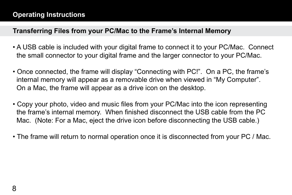 Aluratek ADPF310F User Manual | Page 8 / 24