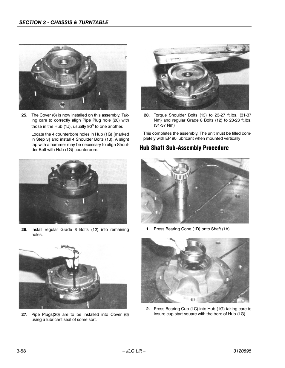 Hub shaft sub-assembly procedure, Hub shaft sub-assembly procedure -58 | JLG 460SJ Service Manual User Manual | Page 110 / 462