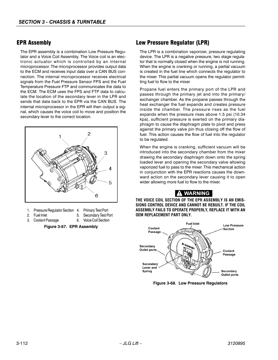Epr assembly, Low pressure regulator (lpr), Epr assembly -112 | Low pressure regulators -112 | JLG 460SJ Service Manual User Manual | Page 164 / 462