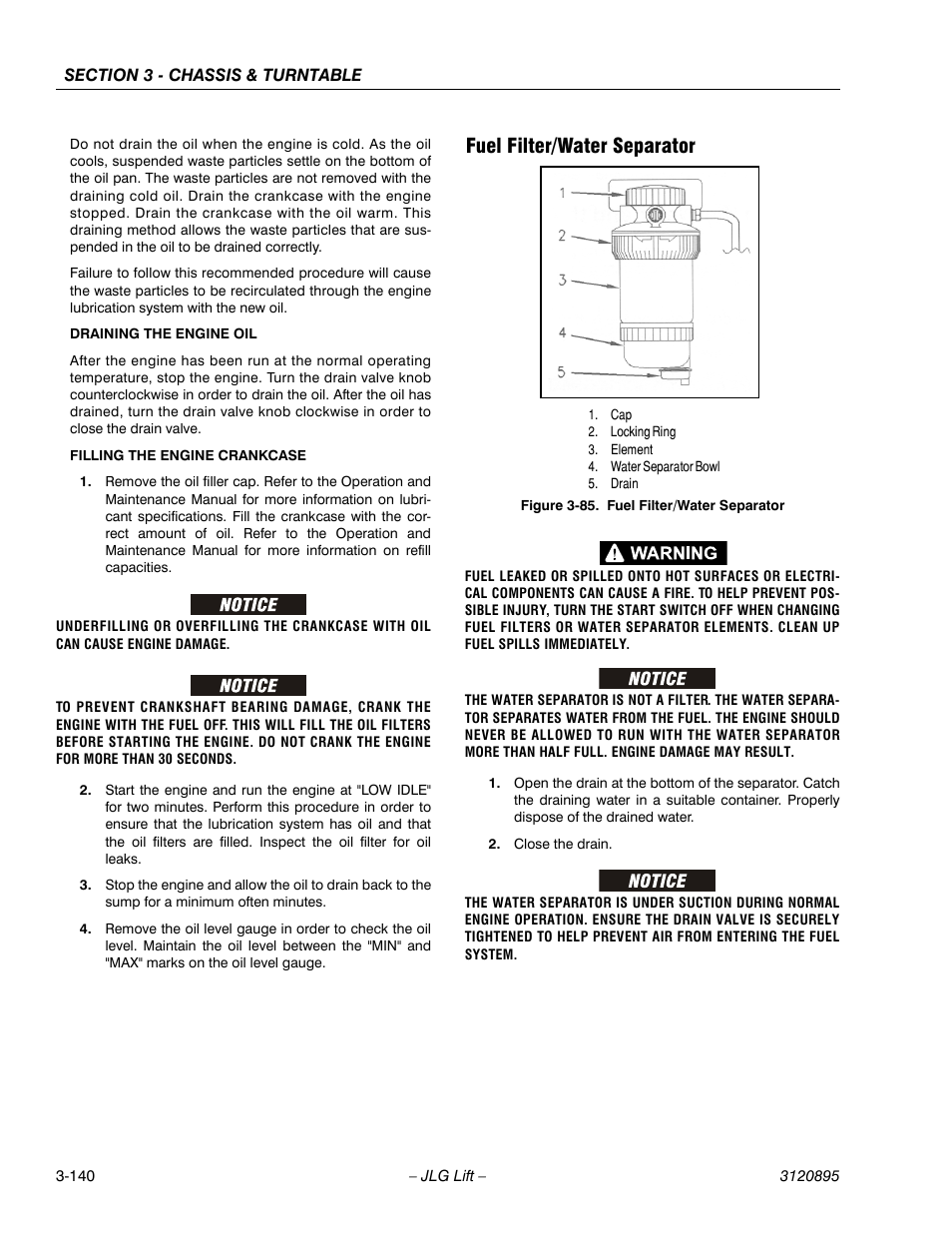 Fuel filter/water separator, Fuel filter/water separator -140 | JLG 460SJ Service Manual User Manual | Page 192 / 462