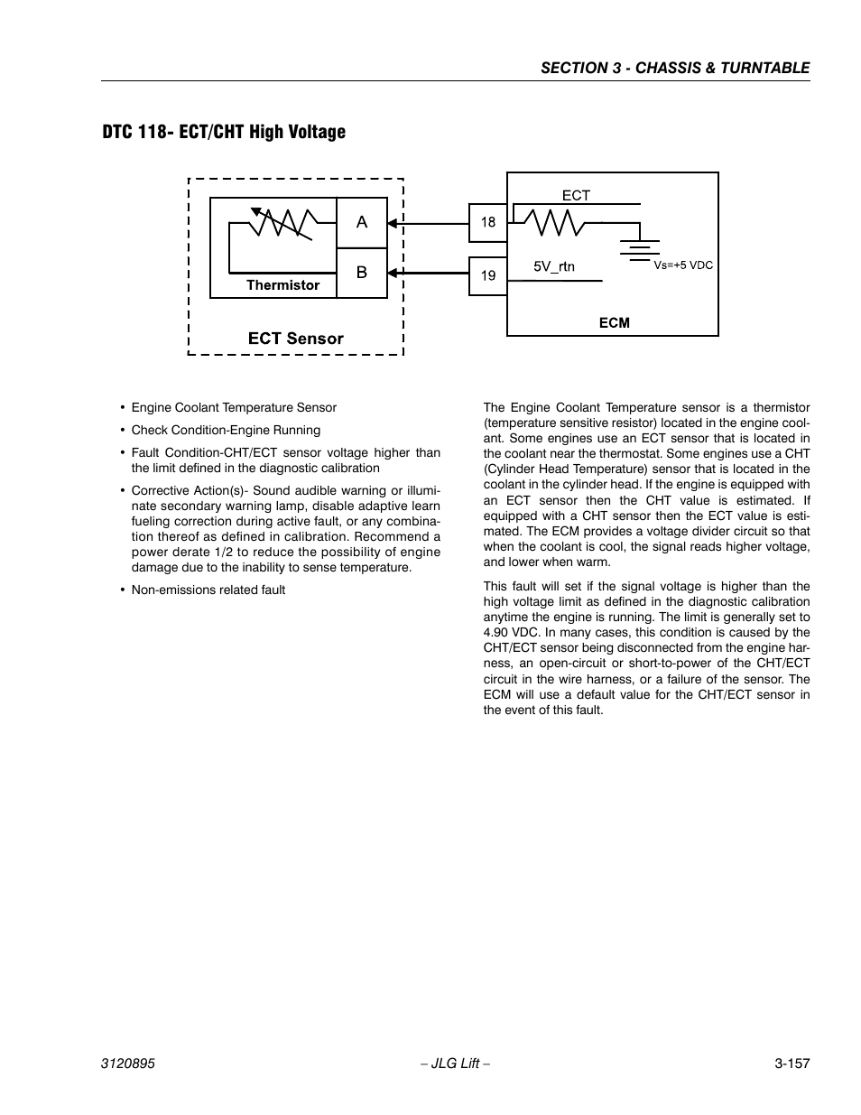 Dtc 118- ect/cht high voltage, Dtc 118- ect/cht high voltage -157 | JLG 460SJ Service Manual User Manual | Page 209 / 462