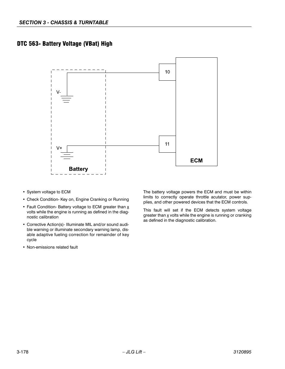 Dtc 563- battery voltage (vbat) high, Dtc 563- battery voltage (vbat) high -178 | JLG 460SJ Service Manual User Manual | Page 230 / 462