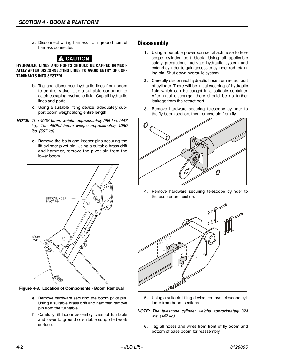 Disassembly, Disassembly -2, Location of components - boom removal -2 | JLG 460SJ Service Manual User Manual | Page 266 / 462