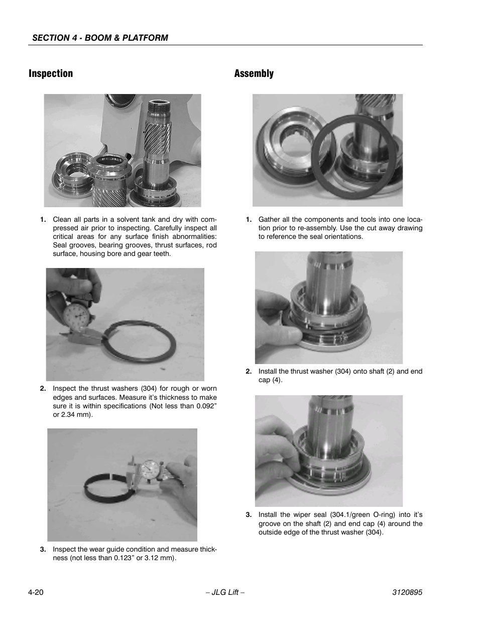 Inspection, Assembly, Inspection -20 assembly -20 | JLG 460SJ Service Manual User Manual | Page 284 / 462