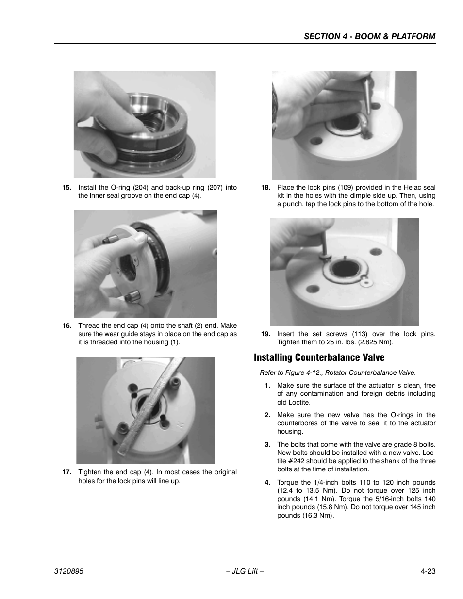 Installing counterbalance valve, Installing counterbalance valve -23 | JLG 460SJ Service Manual User Manual | Page 287 / 462