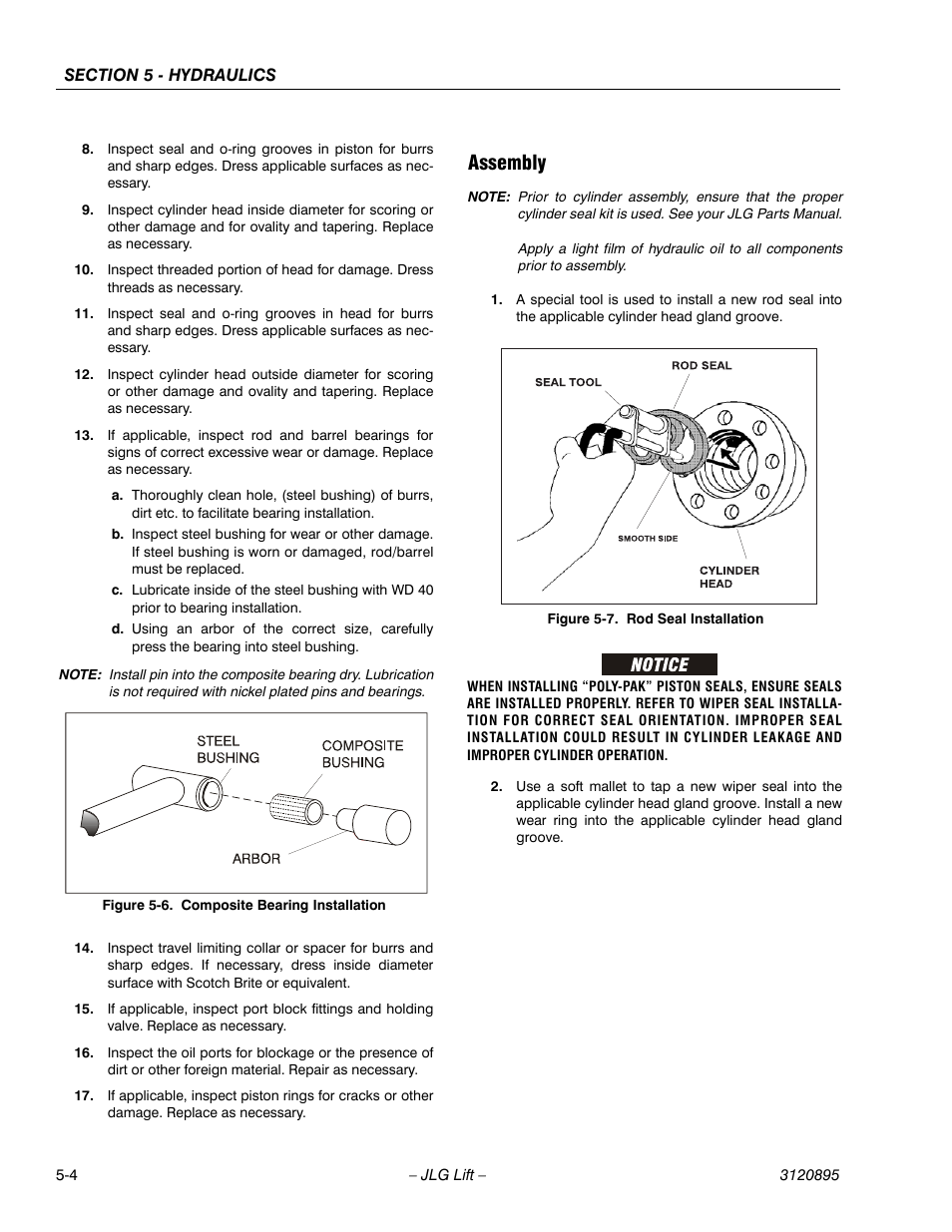 Assembly, Assembly -4, Composite bearing installation -4 | Rod seal installation -4 | JLG 460SJ Service Manual User Manual | Page 292 / 462