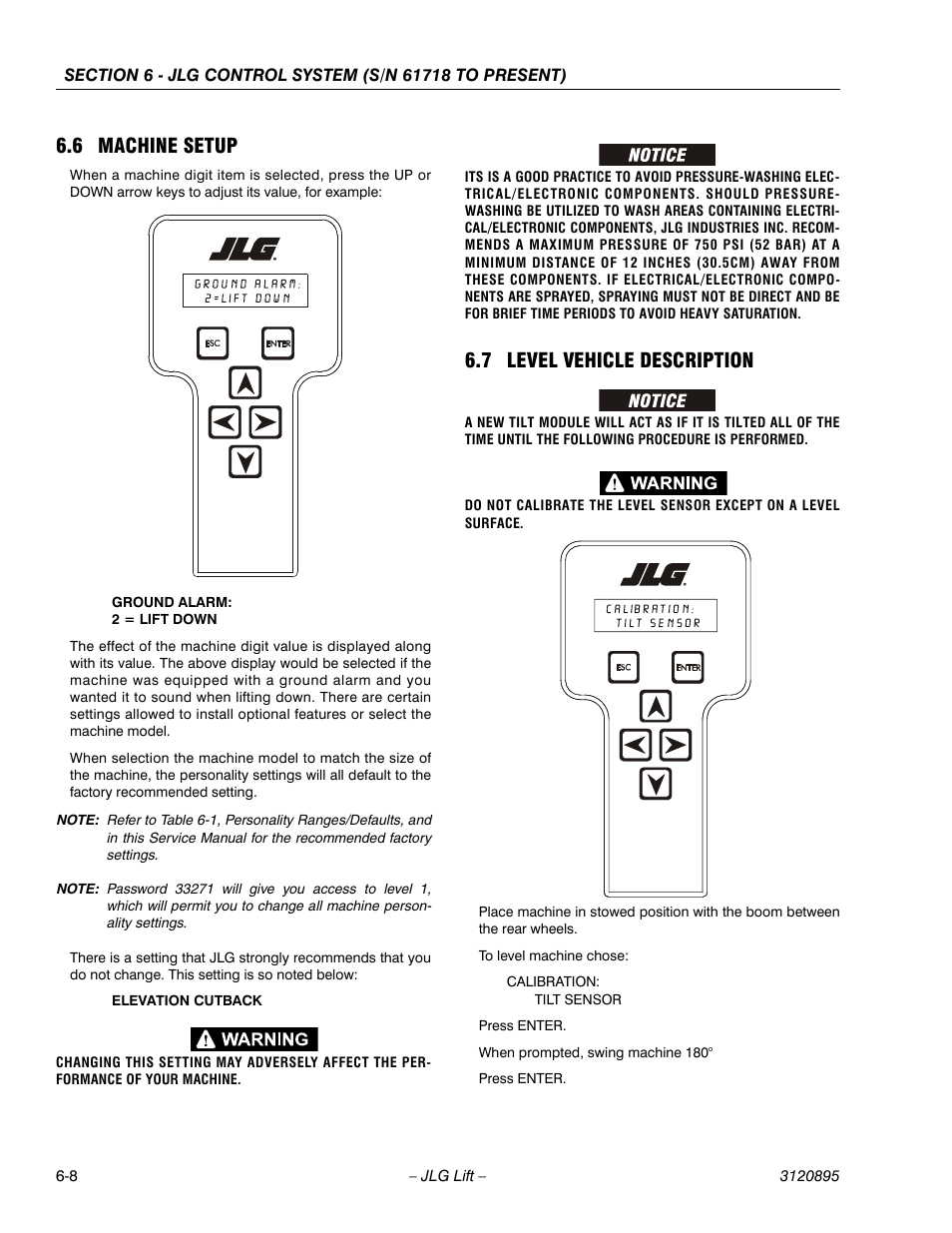 6 machine setup, 7 level vehicle description, Machine setup -8 | Level vehicle description -8 | JLG 460SJ Service Manual User Manual | Page 324 / 462