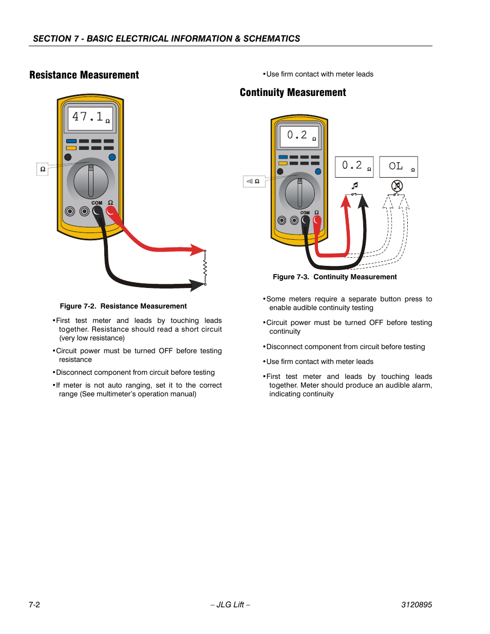 Resistance measurement, Continuity measurement, Resistance measurement -2 | Continuity measurement -2 | JLG 460SJ Service Manual User Manual | Page 404 / 462