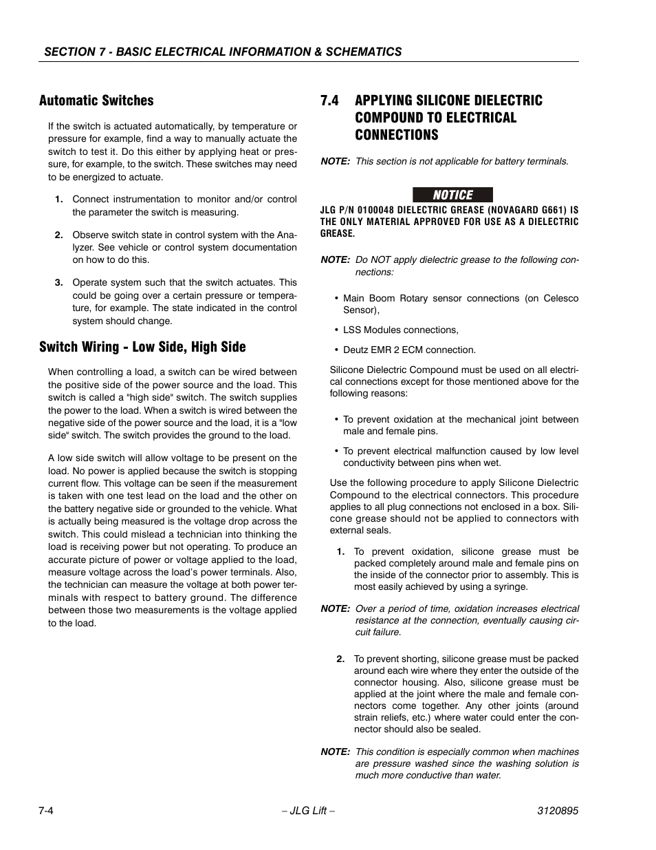 Automatic switches, Switch wiring - low side, high side | JLG 460SJ Service Manual User Manual | Page 406 / 462
