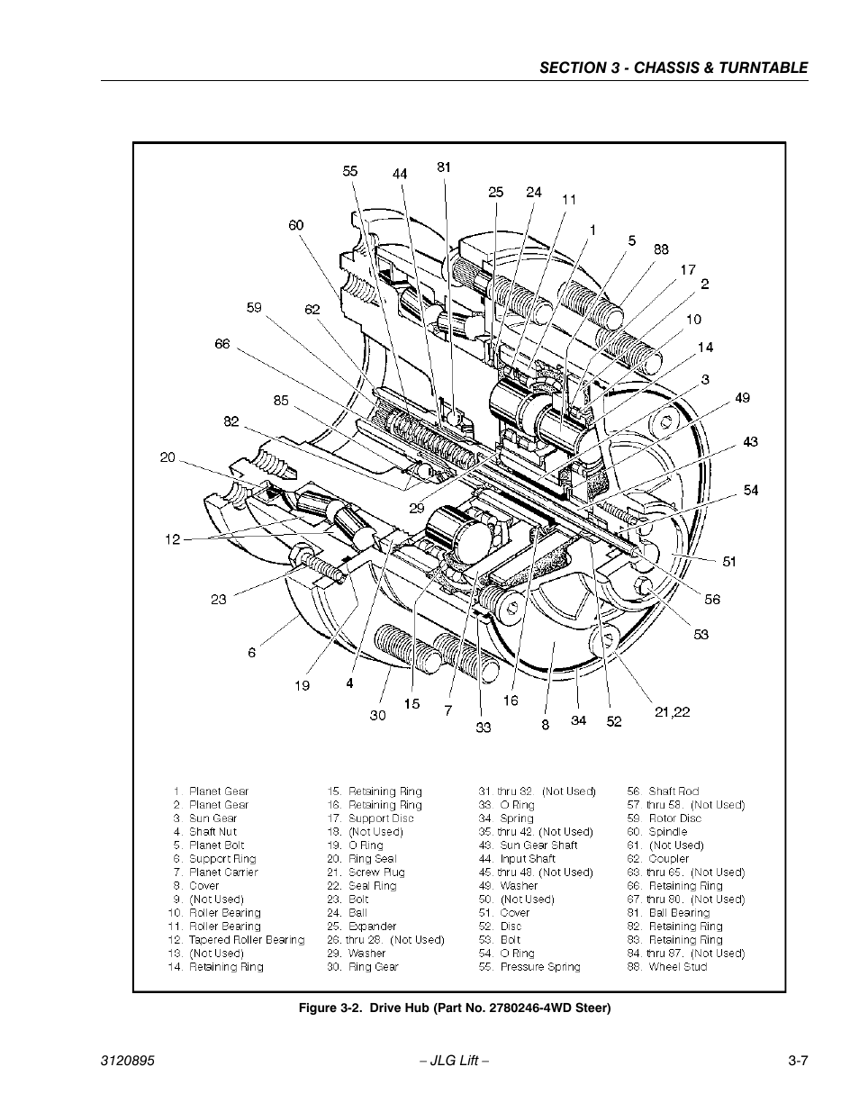 Drive hub (part no. 2780246-4wd steer) -7 | JLG 460SJ Service Manual User Manual | Page 59 / 462