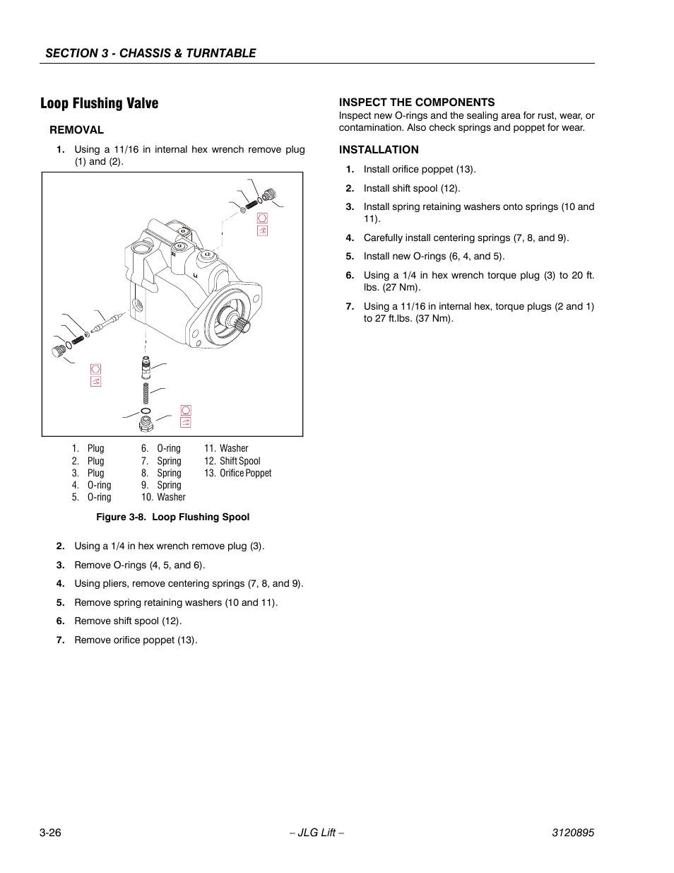 Loop flushing valve, Loop flushing valve -26, Loop flushing spool -26 | JLG 460SJ Service Manual User Manual | Page 78 / 462