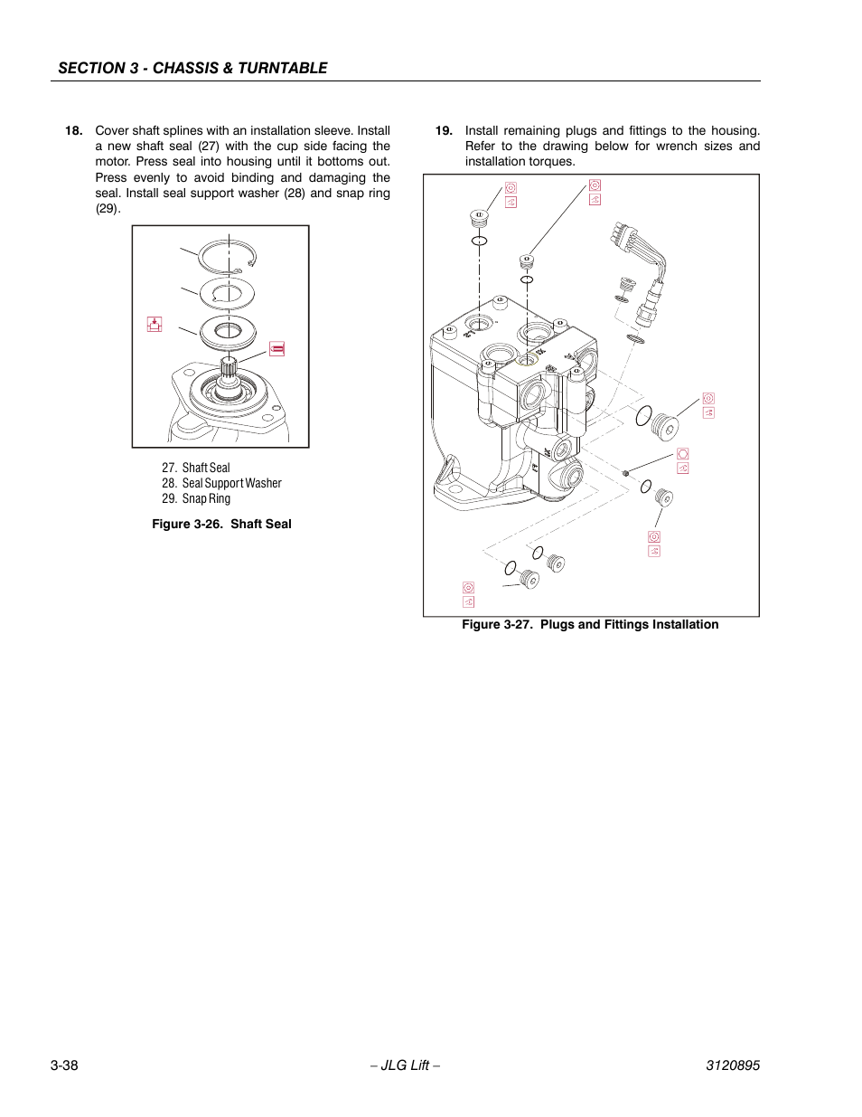 Shaft seal -38, Plugs and fittings installation -38 | JLG 460SJ Service Manual User Manual | Page 90 / 462