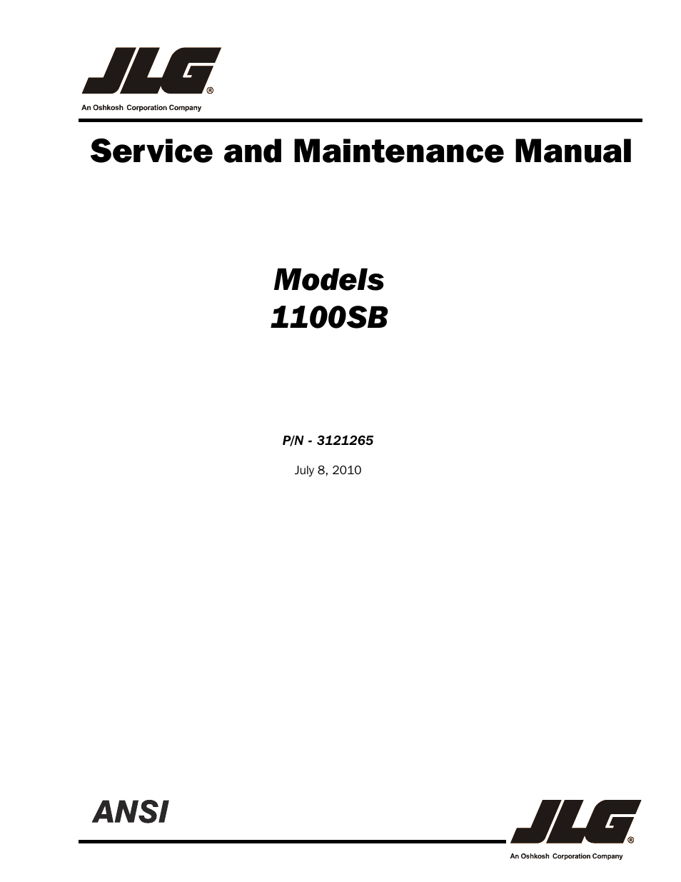 JLG 1100SB Service Manual User Manual | 444 pages