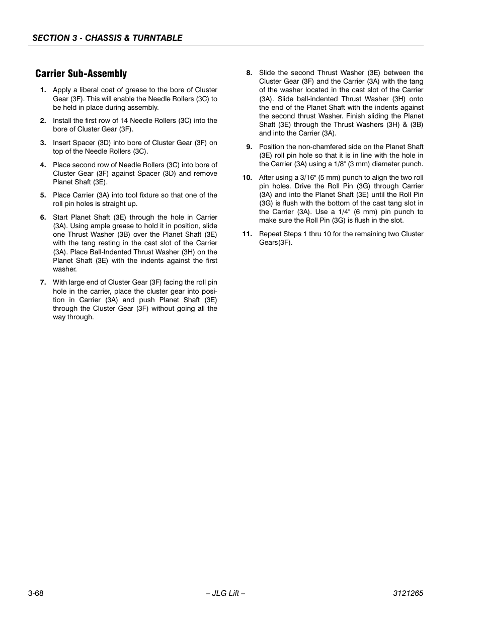 Carrier sub-assembly, Carrier sub-assembly -68 | JLG 1100SB Service Manual User Manual | Page 110 / 444