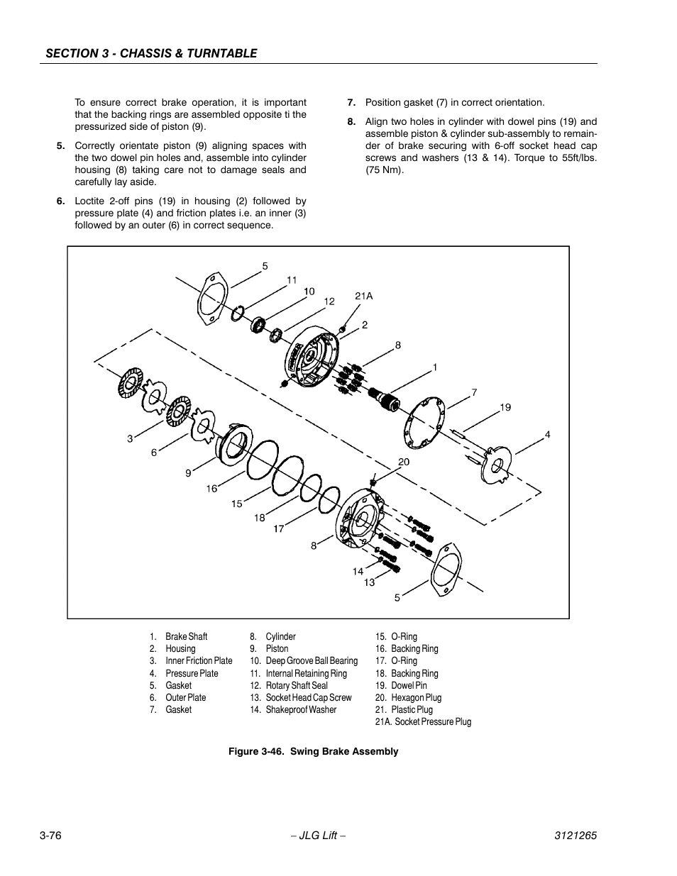 Swing brake assembly -76 | JLG 1100SB Service Manual User Manual | Page 118 / 444