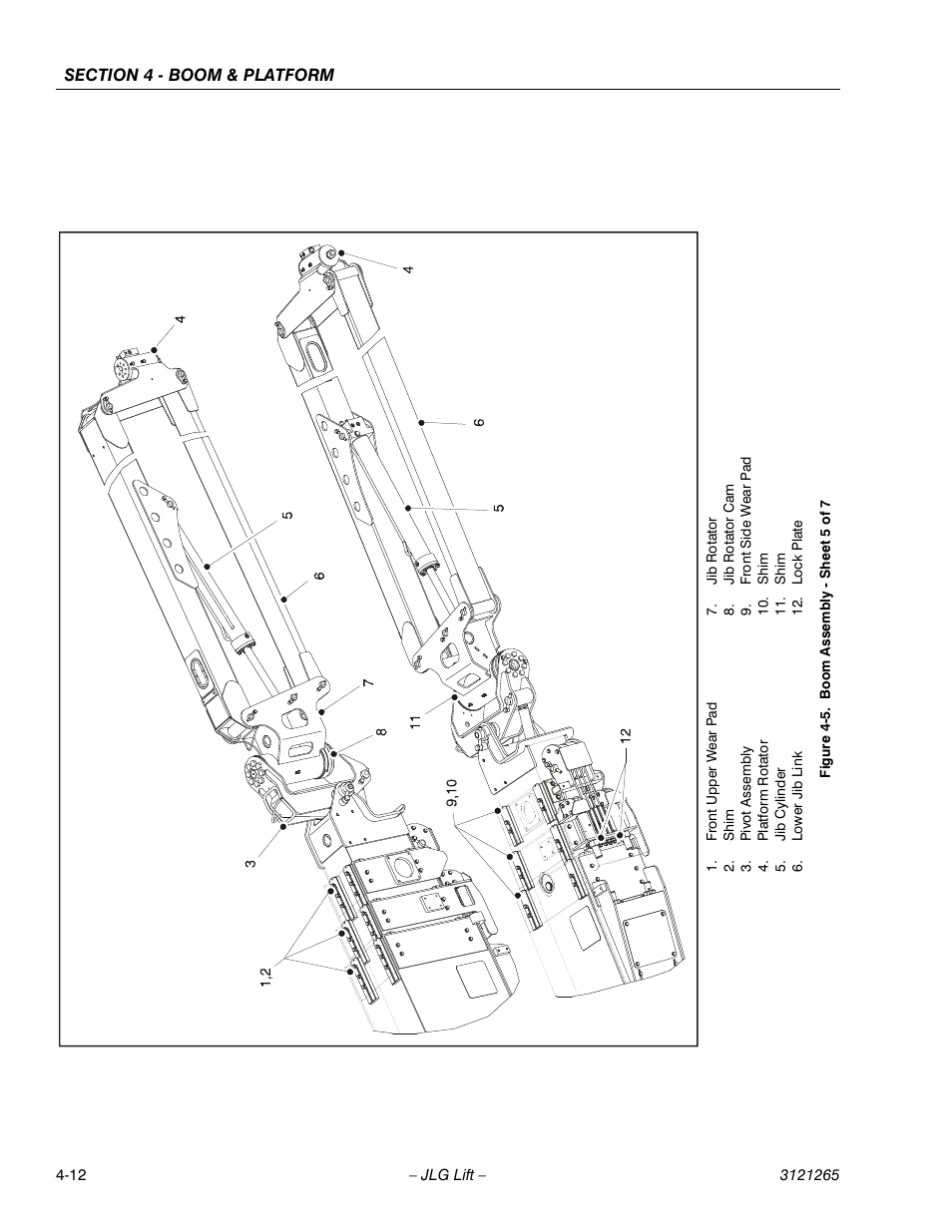 Boom assembly - sheet 5 of 7 -12 | JLG 1100SB Service Manual User Manual | Page 182 / 444