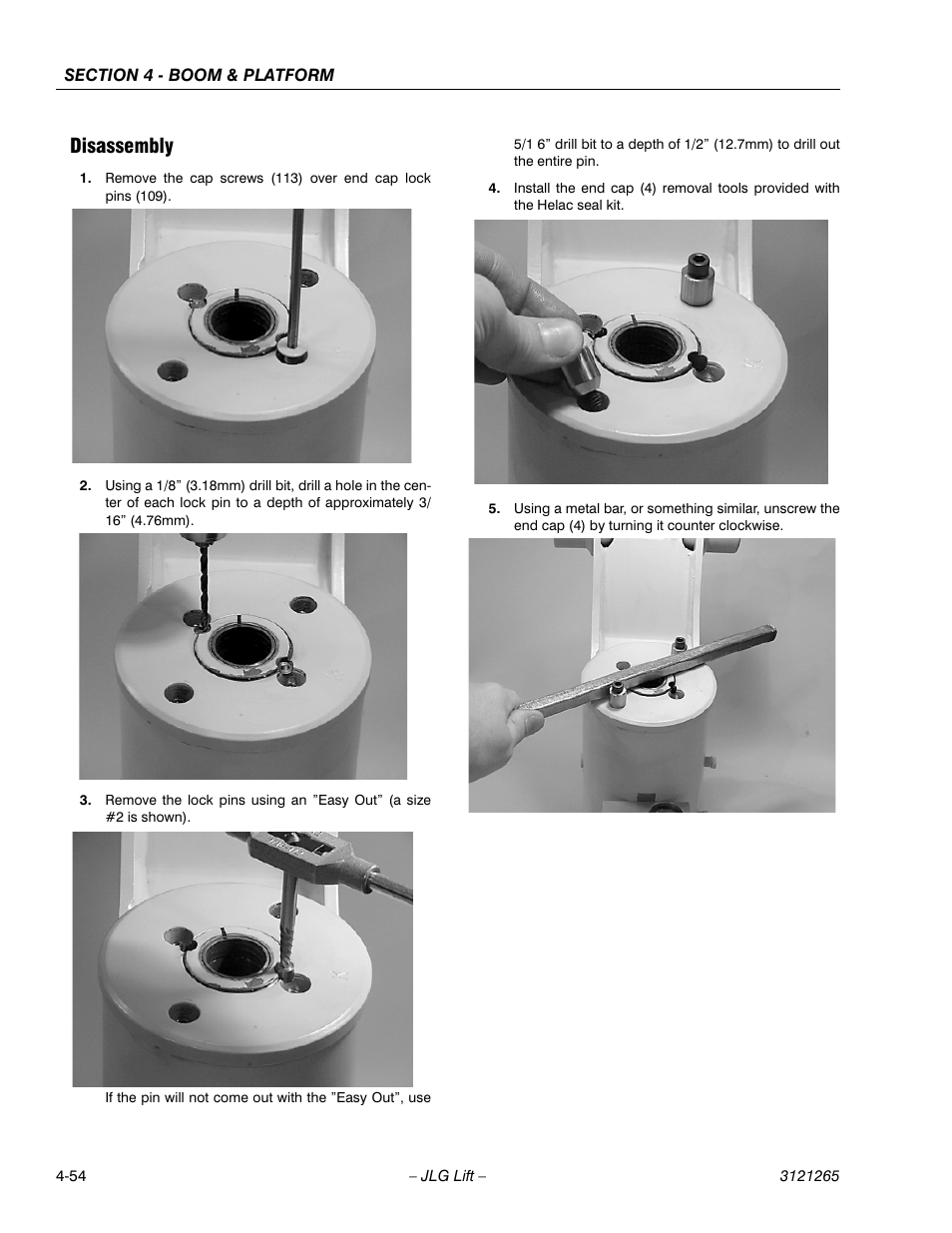 Disassembly, Disassembly -54 | JLG 1100SB Service Manual User Manual | Page 224 / 444