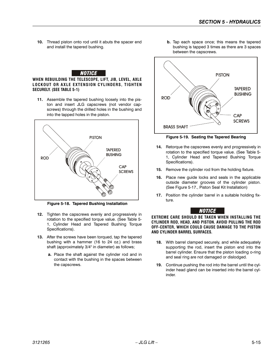 Tapered bushing installation -15, Seating the tapered bearing -15 | JLG 1100SB Service Manual User Manual | Page 249 / 444
