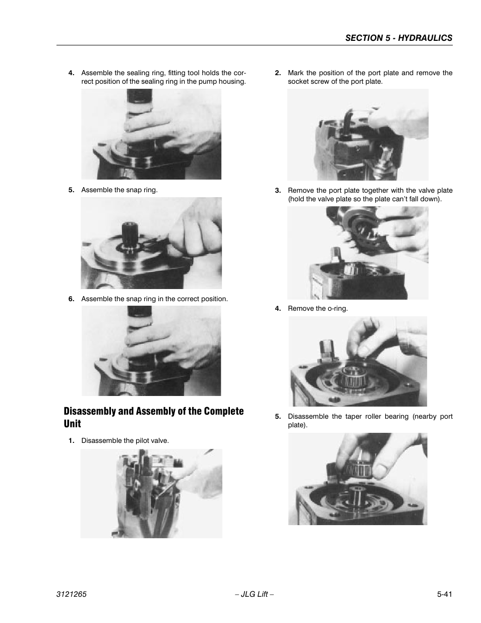 Disassembly and assembly of the complete unit, Disassembly and assembly of the complete unit -41 | JLG 1100SB Service Manual User Manual | Page 275 / 444