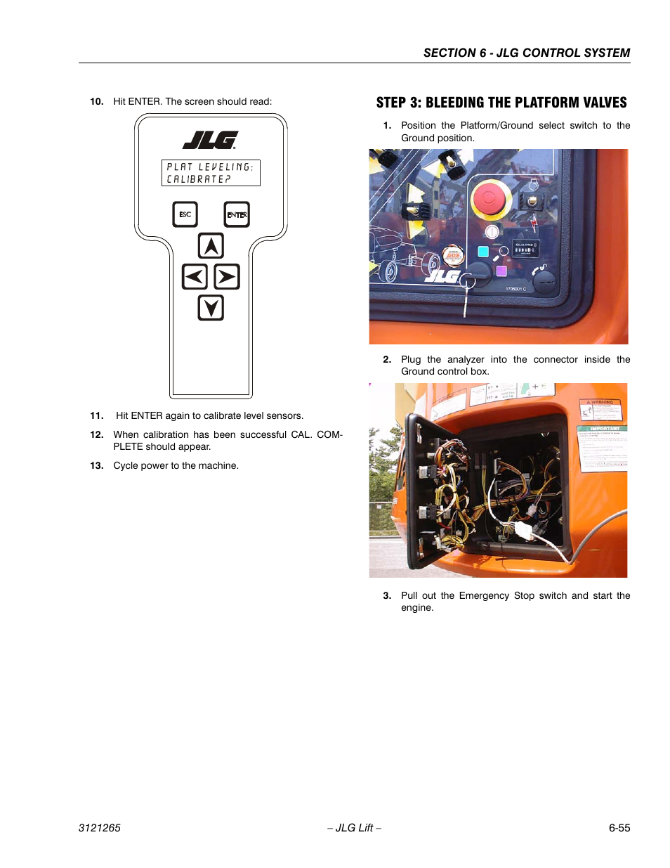 Step 3: bleeding the platform valves, Step 3: bleeding the platform valves -55 | JLG 1100SB Service Manual User Manual | Page 339 / 444