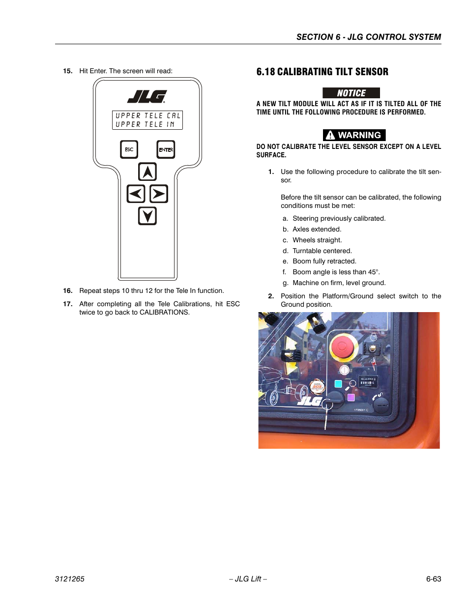 18 calibrating tilt sensor, Calibrating tilt sensor -63 | JLG 1100SB Service Manual User Manual | Page 347 / 444