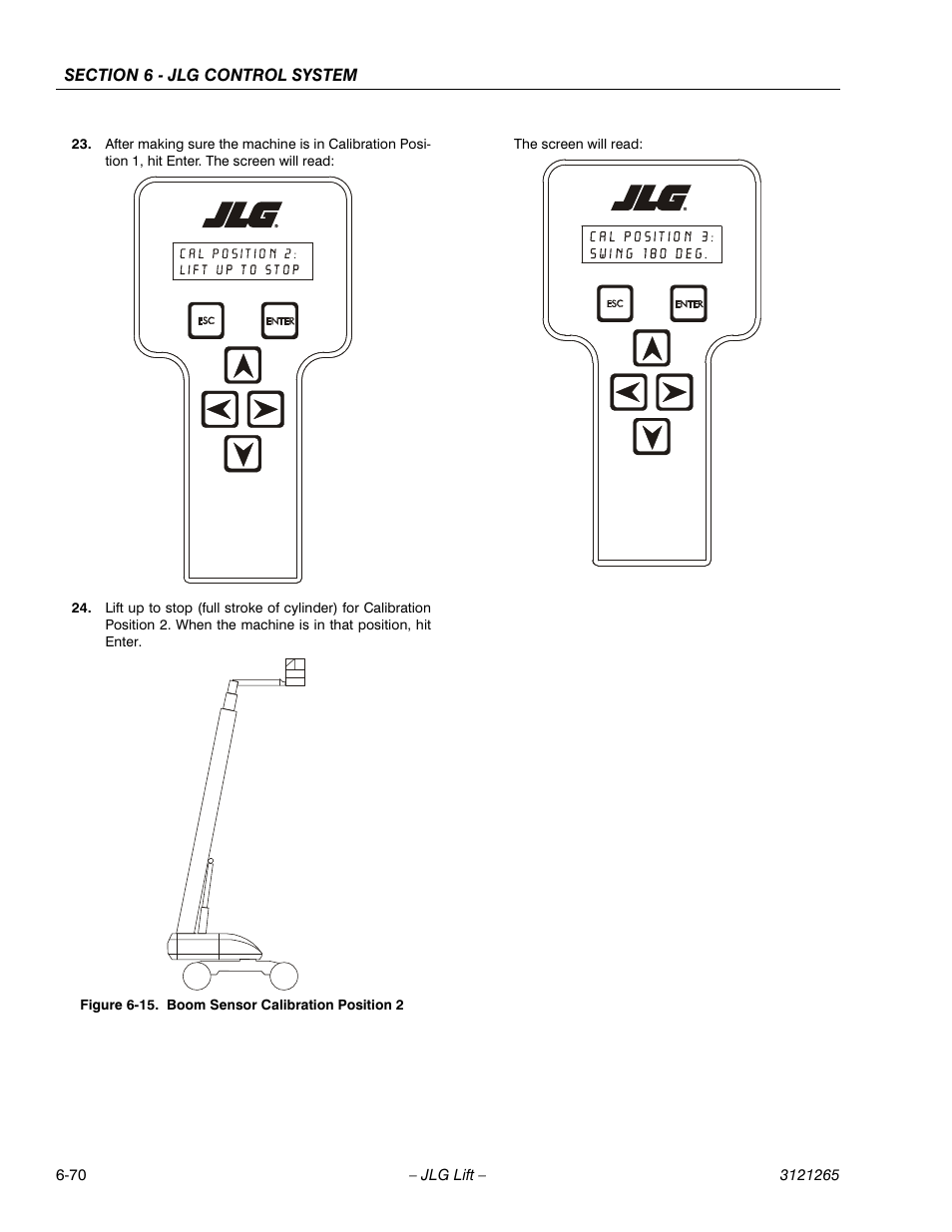 Boom sensor calibration position 2 -70 | JLG 1100SB Service Manual User Manual | Page 354 / 444