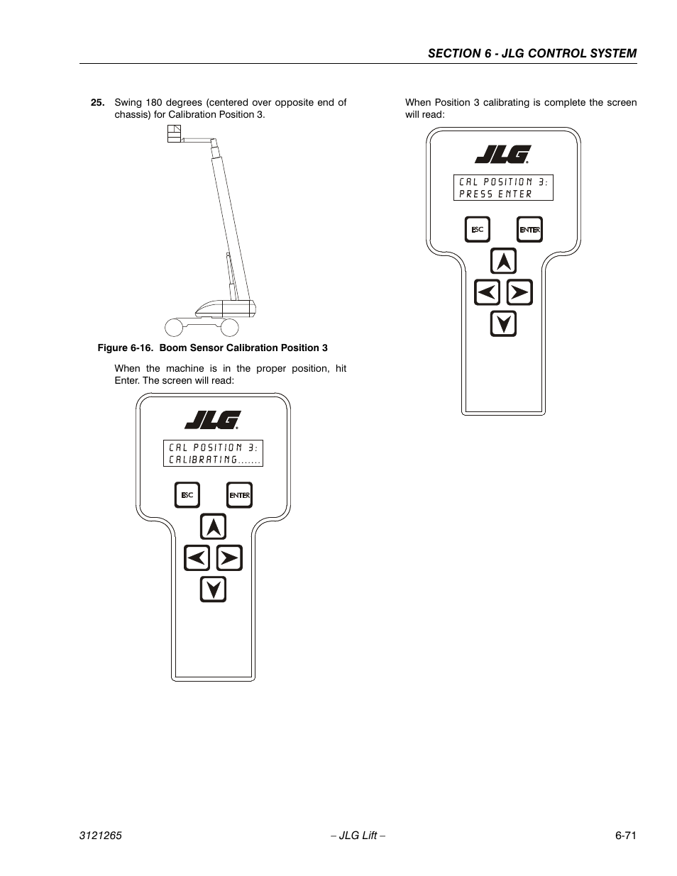 Boom sensor calibration position 3 -71 | JLG 1100SB Service Manual User Manual | Page 355 / 444