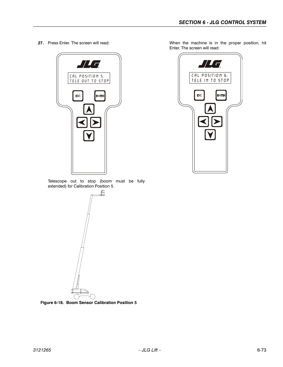 Boom sensor calibration position 5 -73 | JLG 1100SB Service Manual User Manual | Page 357 / 444