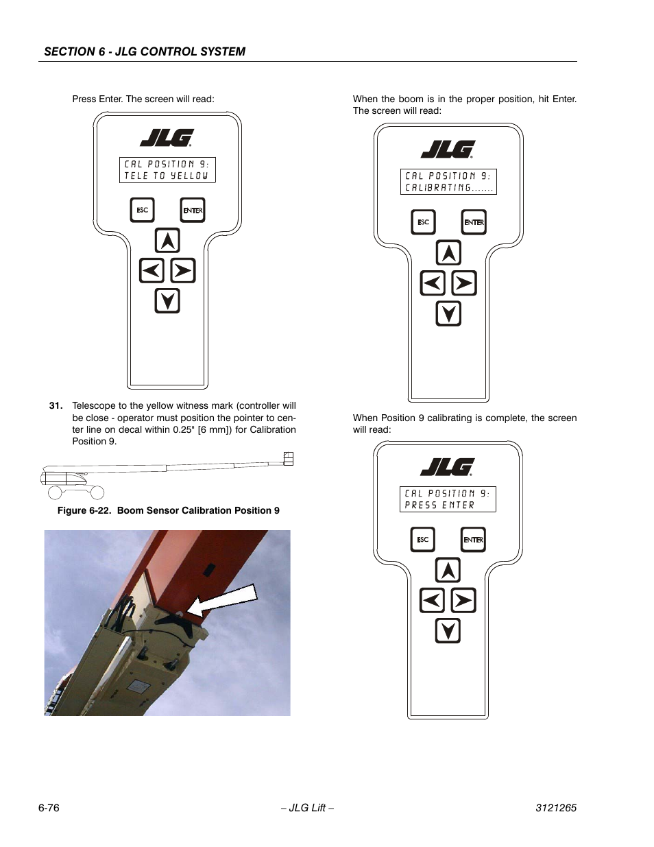 Boom sensor calibration position 9 -76 | JLG 1100SB Service Manual User Manual | Page 360 / 444