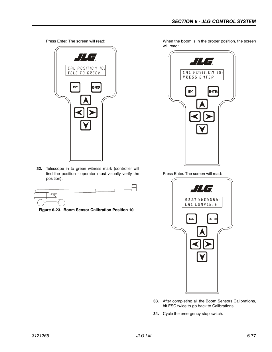 Boom sensor calibration position 10 -77 | JLG 1100SB Service Manual User Manual | Page 361 / 444