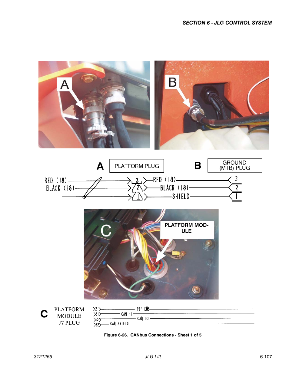 Canbus connections - sheet 1 of 5 -107, Igure 6- 26., f, Ab c | JLG 1100SB Service Manual User Manual | Page 391 / 444