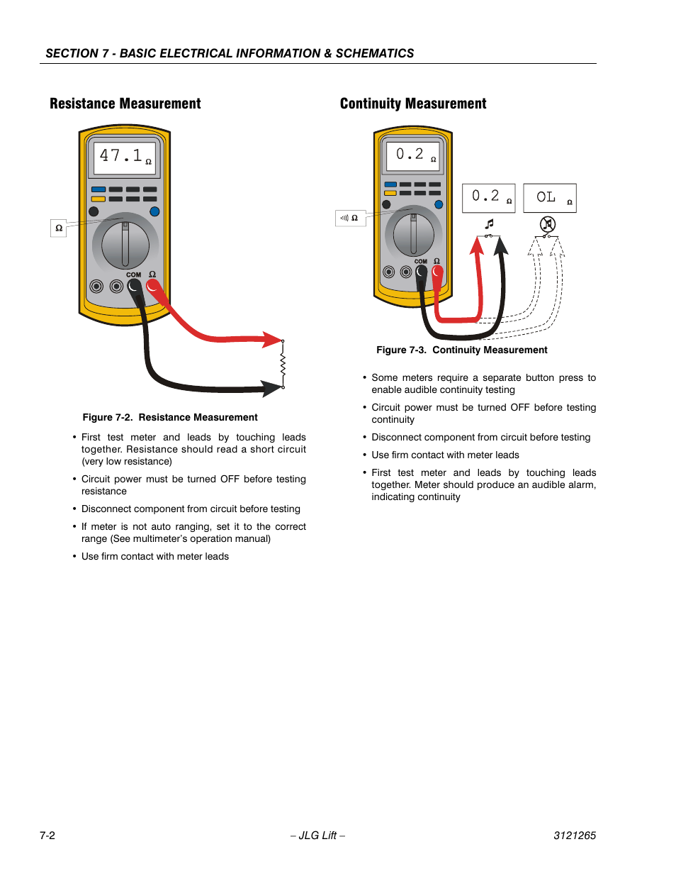 Resistance measurement, Continuity measurement, Resistance measurement -2 | Continuity measurement -2 | JLG 1100SB Service Manual User Manual | Page 416 / 444