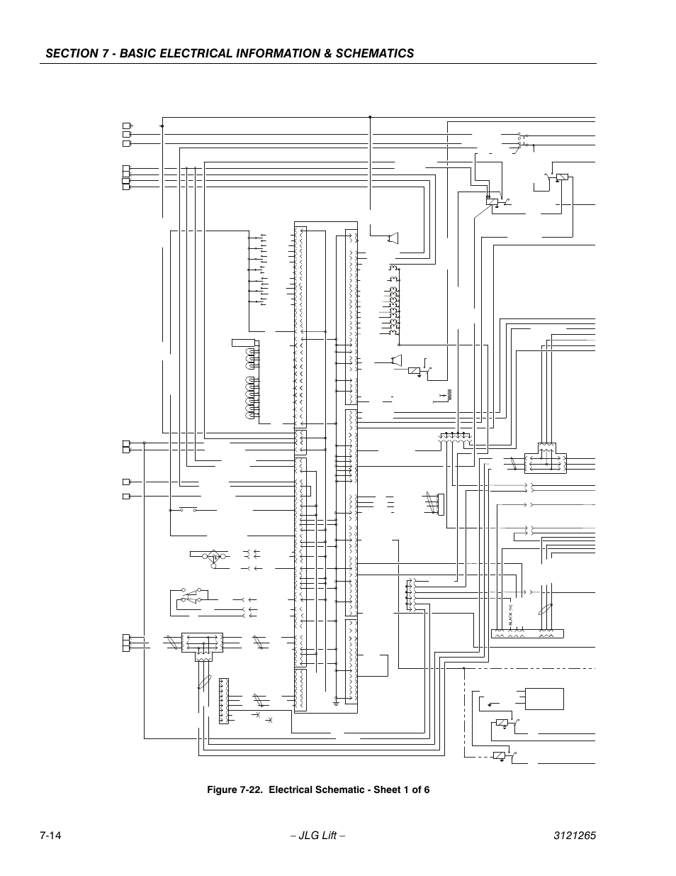 Electrical schematic - sheet 1 of 6 -14 | JLG 1100SB Service Manual User Manual | Page 428 / 444