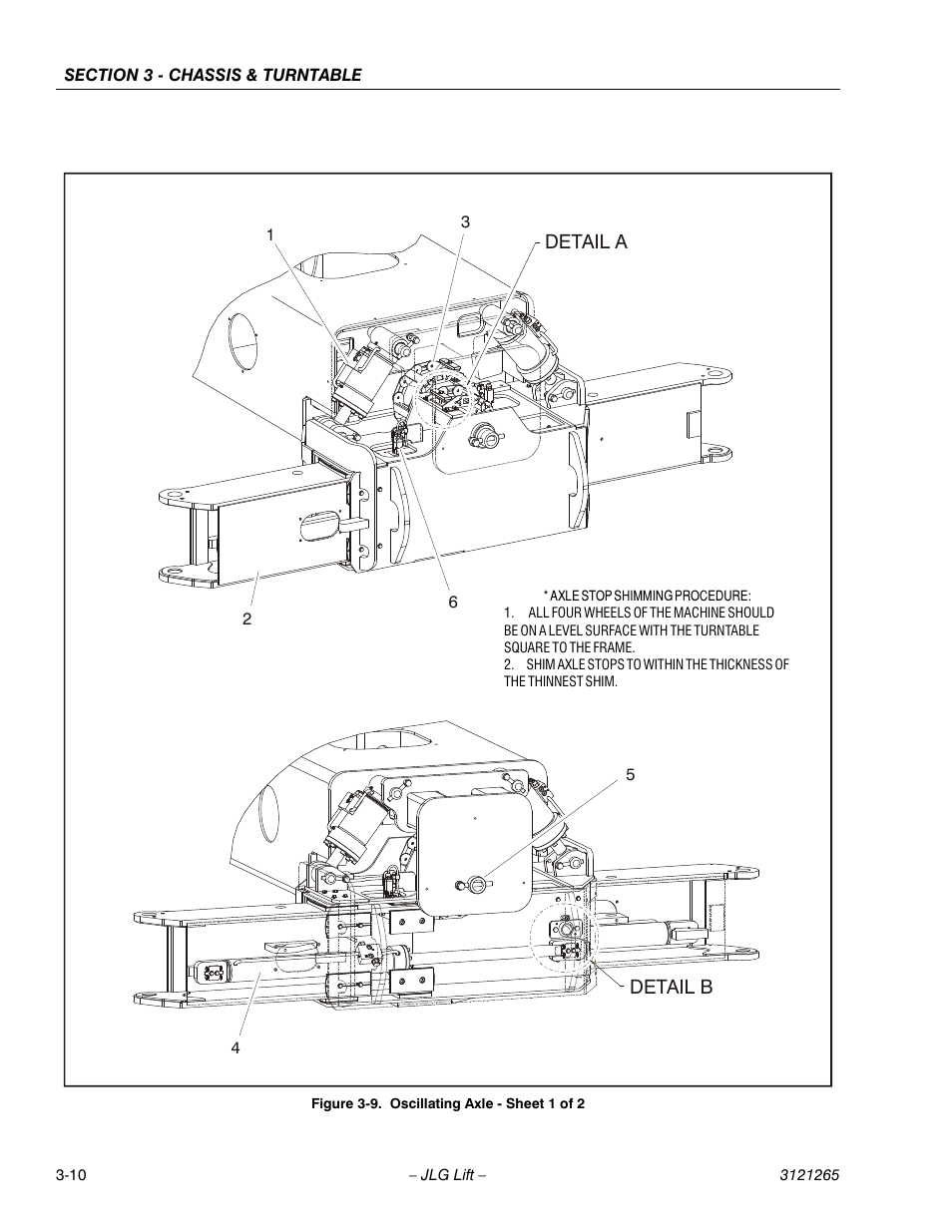 Oscillating axle - sheet 1 of 2 -10 | JLG 1100SB Service Manual User Manual | Page 52 / 444