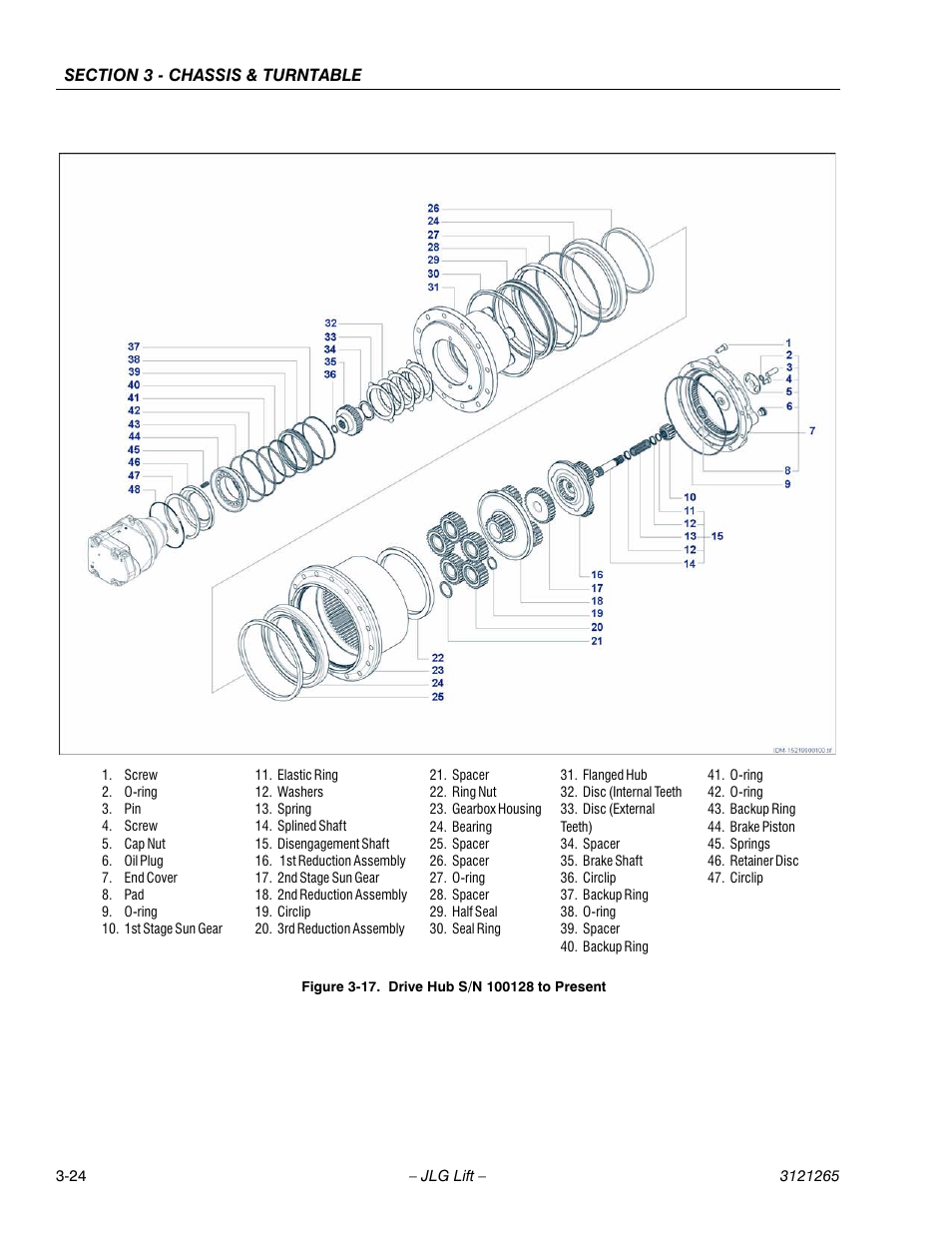 Drive hub s/n 100128 to present -24 | JLG 1100SB Service Manual User Manual | Page 66 / 444