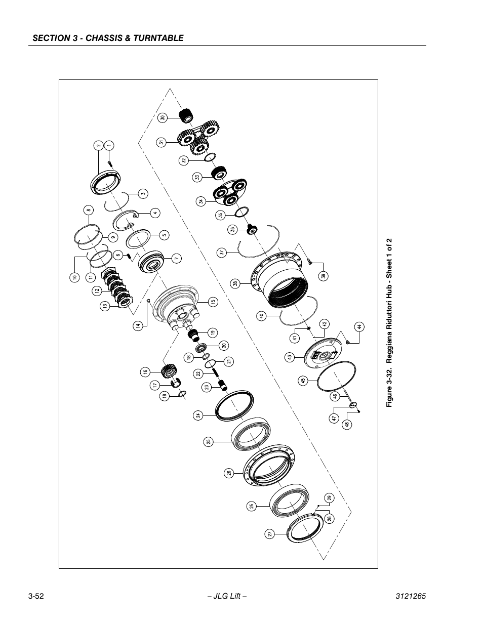 Reggiana riduttori hub - sheet 1 of 2 -52 | JLG 1100SB Service Manual User Manual | Page 94 / 444