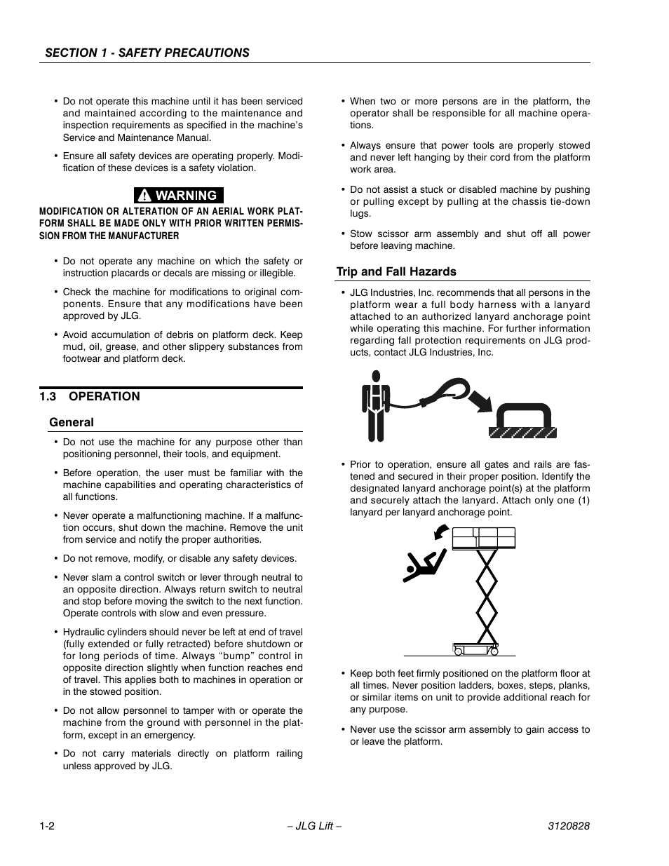 3 operation, General, Trip and fall hazards | Operation -2 | JLG 500RTS Operator Manual User Manual | Page 10 / 46