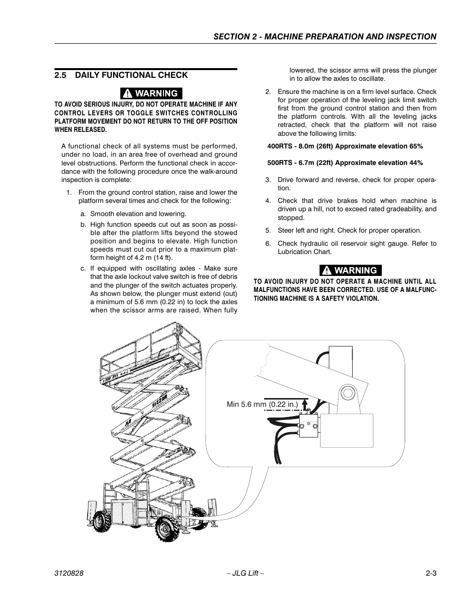 5 daily functional check, Daily functional check -3 | JLG 500RTS Operator Manual User Manual | Page 17 / 46