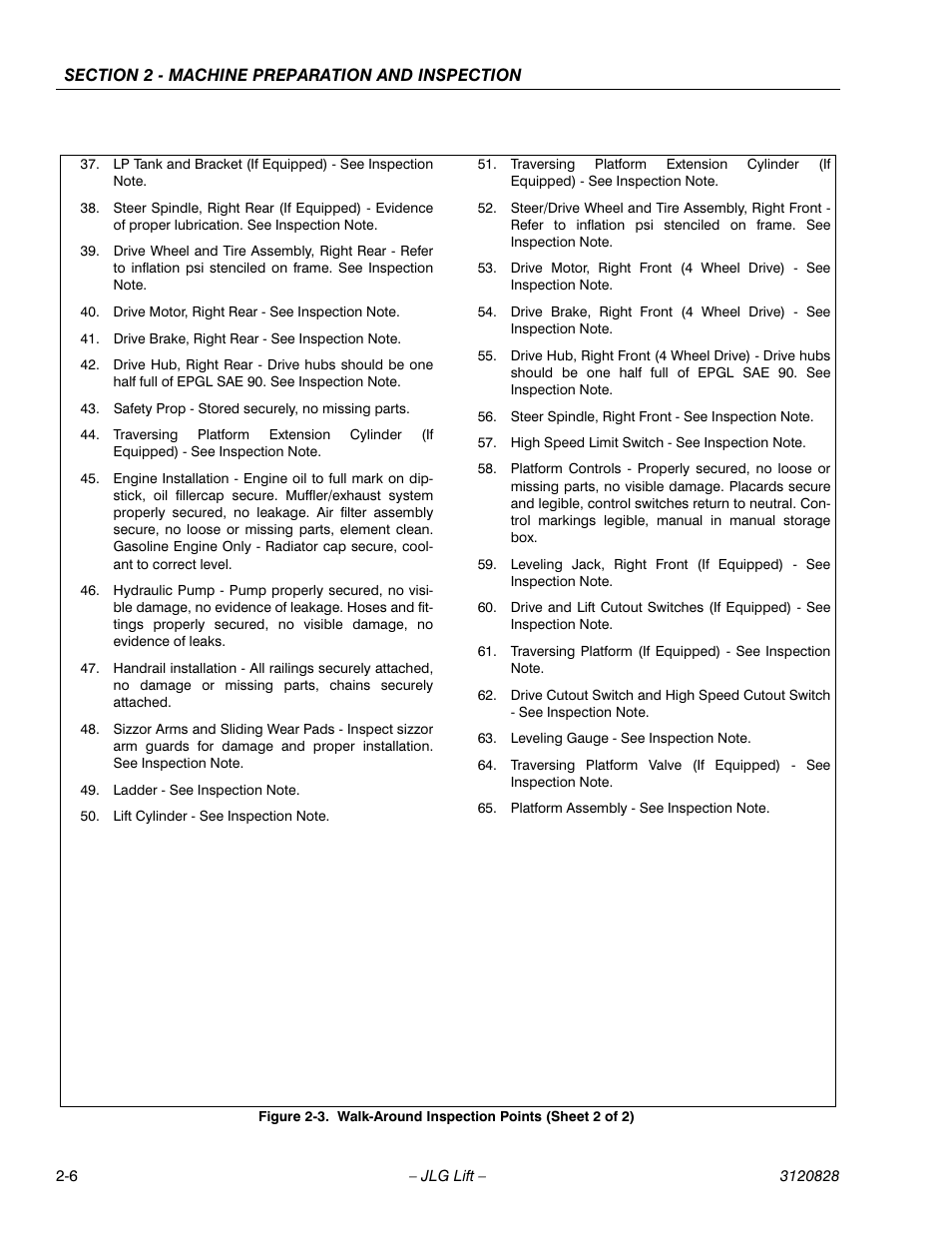 Walk-around inspection points (sheet 2 of 2) -6 | JLG 500RTS Operator Manual User Manual | Page 20 / 46