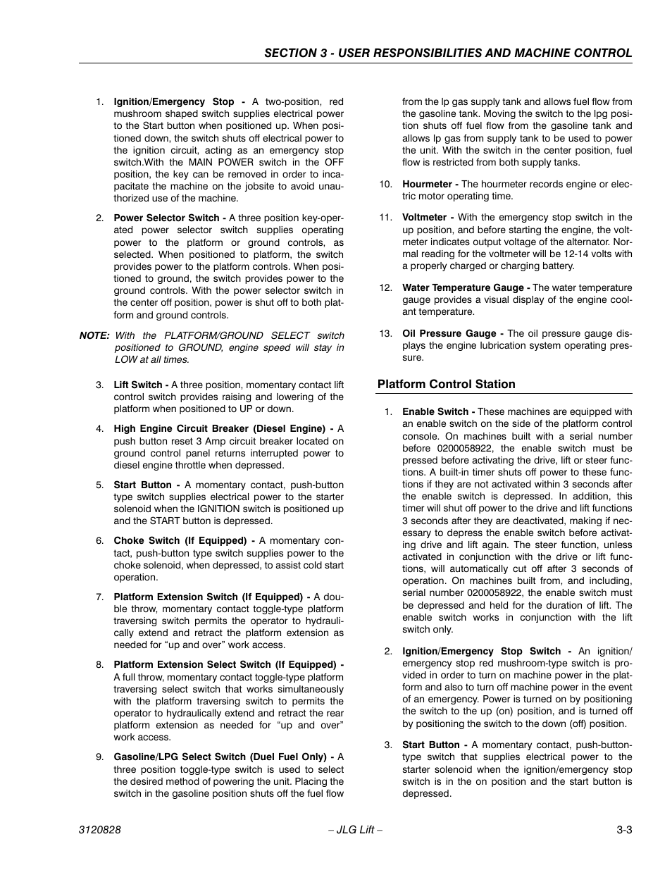 Platform control station | JLG 500RTS Operator Manual User Manual | Page 27 / 46