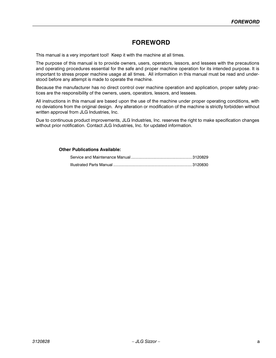 Foreword | JLG 500RTS Operator Manual User Manual | Page 3 / 46